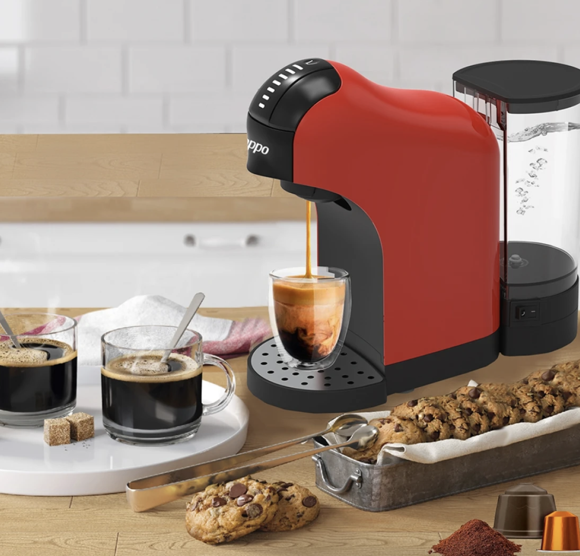 Imagen de CAFETERA NAPPO 3 EN 1 MULTICAPSULAS NEC-183 ROJA Y NEGRA