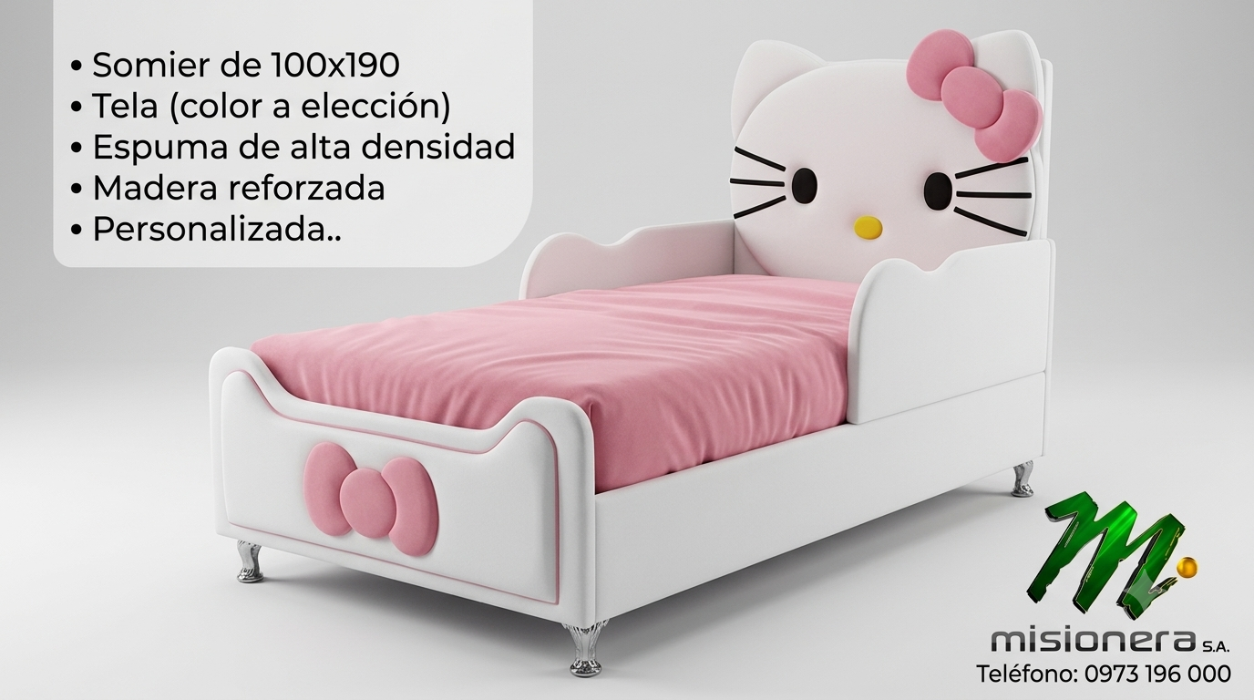 Imagen de SOMIER PERSONALIZADO HELLOU KITTY 120X190