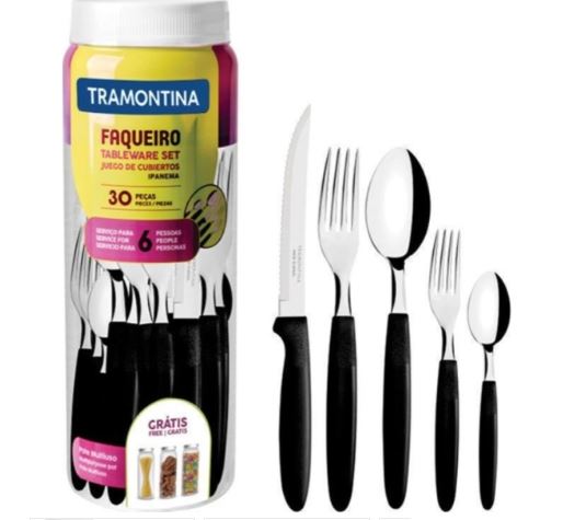 Imagen de JUEGO DE CUBIERTOS TRAMONTINA 30PZAS IPANEMA NEGRO