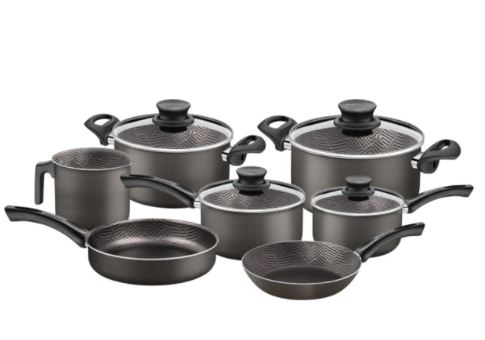 Imagen de Juego De Ollas Tramontina Paris Negro Con Utensilios 7 Piezas