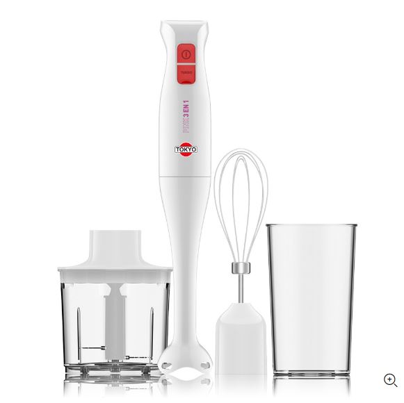 Imagen de MIXER TOKYO PINK 3 EN 1 PIE INOX CON ACCESORIOS BATIDOR Y PICADOR 400W