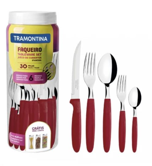 Imagen de Juego de cubiertos Tramontina 30 piezas - Rojo